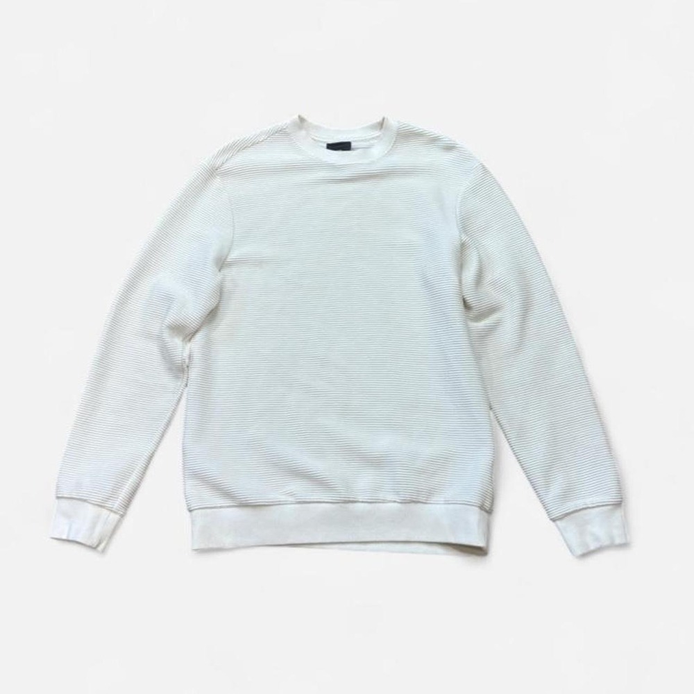 H&M Cream Ribbed Knit Crewneck Sweater Small